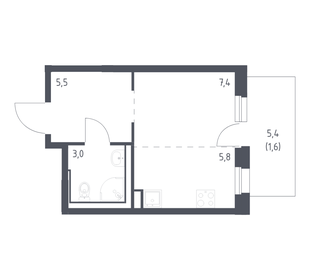 Квартира 23,3 м², студия - изображение 1