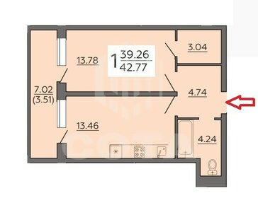 Квартира 39,2 м², 1-комнатная - изображение 1