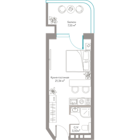 Квартира 32,4 м², студия - изображение 1