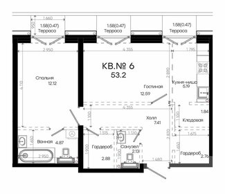 Квартира 53,2 м², 2-комнатная - изображение 1