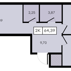 Квартира 64,4 м², 2-комнатная - изображение 2