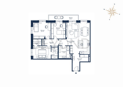 Квартира 128,1 м², 4-комнатные - изображение 1