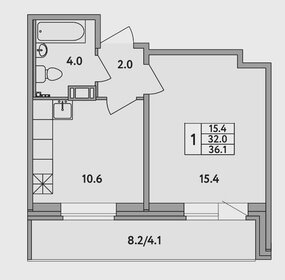 Квартира 36,5 м², 1-комнатная - изображение 1