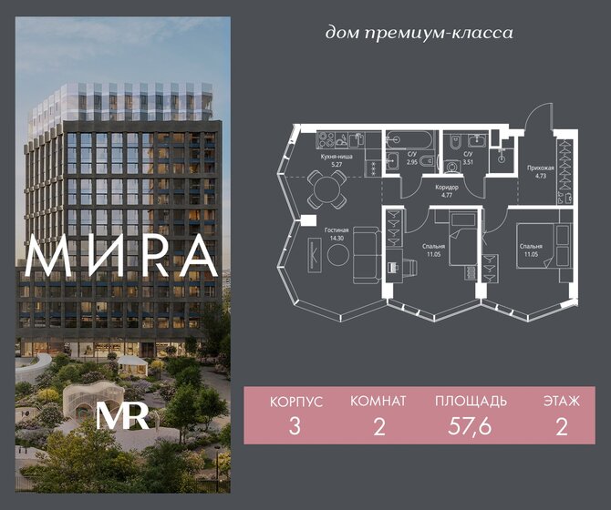 54,2 м², 2-комнатная квартира 36 416 736 ₽ - изображение 22