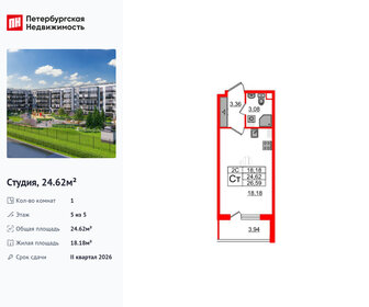 Квартира 24,6 м², студия - изображение 1