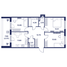 Квартира 74 м², 3-комнатная - изображение 5
