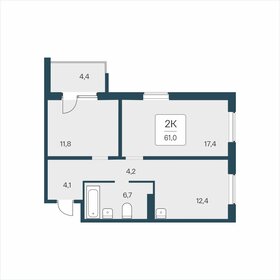 Квартира 61 м², 2-комнатная - изображение 1