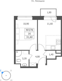 Квартира 31,6 м², 1-комнатная - изображение 1
