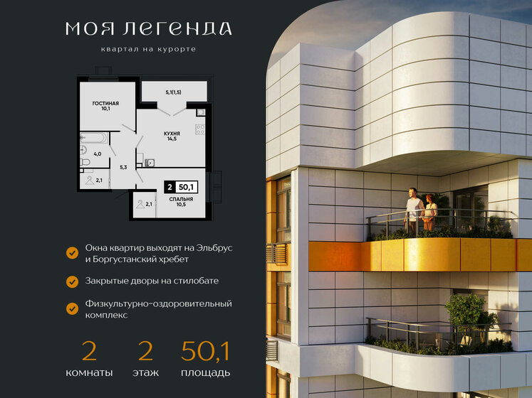 50 м², 2-комнатная квартира 8 000 000 ₽ - изображение 79