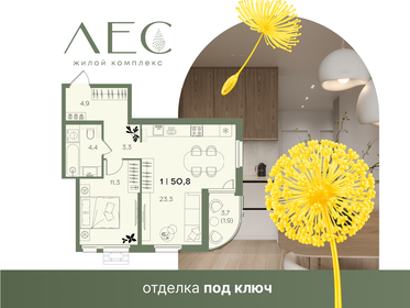 Квартира 50,8 м², 1-комнатная - изображение 1