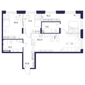 Квартира 101,2 м², 3-комнатная - изображение 1