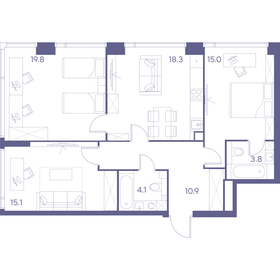 Квартира 87 м², 3-комнатная - изображение 1