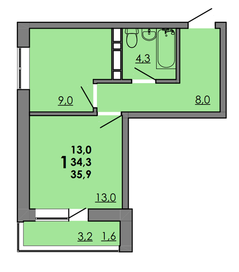 35,2 м², 1-комнатная квартира 4 752 000 ₽ - изображение 43