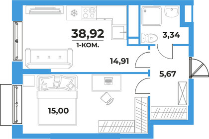 Квартира 38,9 м², 1-комнатная - изображение 1