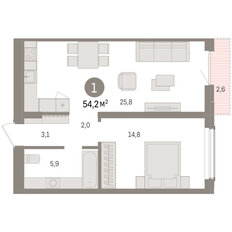 Квартира 54,2 м², 1-комнатная - изображение 4