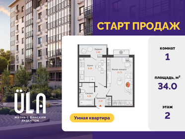 Квартира 34 м², 1-комнатная - изображение 1