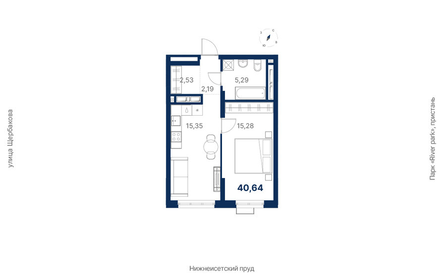 40,6 м², 1-комнатная квартира 6 291 721 ₽ - изображение 29