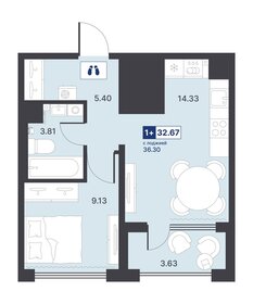 Квартира 33 м², 1-комнатная - изображение 1