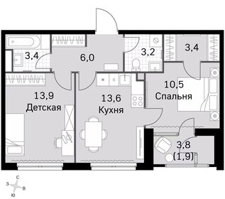 Квартира 55,9 м², 2-комнатная - изображение 1