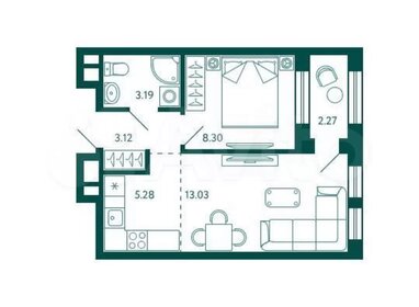 Квартира 34,1 м², 2-комнатная - изображение 1