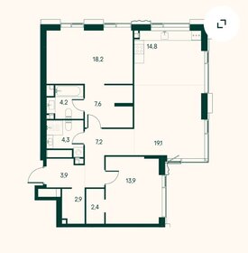 Квартира 98,5 м², 2-комнатная - изображение 1