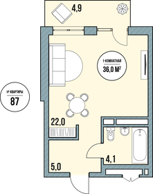 Квартира 36 м², студия - изображение 2