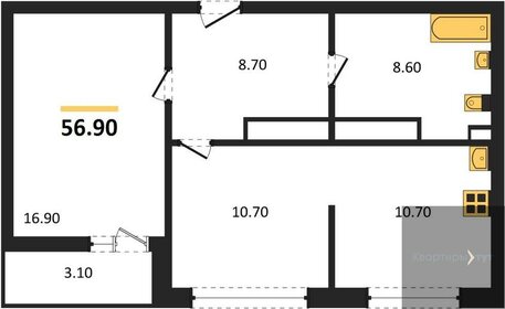 Квартира 56,9 м², 1-комнатная - изображение 1