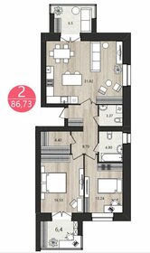 Квартира 86,7 м², 2-комнатная - изображение 1