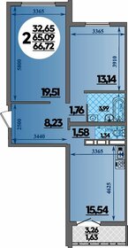 Квартира 66,7 м², 2-комнатная - изображение 1