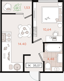 Квартира 35,1 м², 1-комнатная - изображение 1