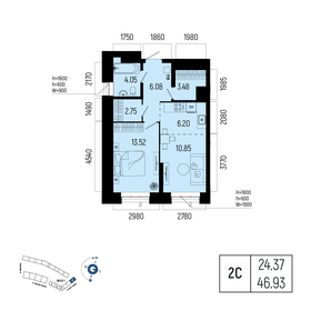 Квартира 46,9 м², 2-комнатная - изображение 1