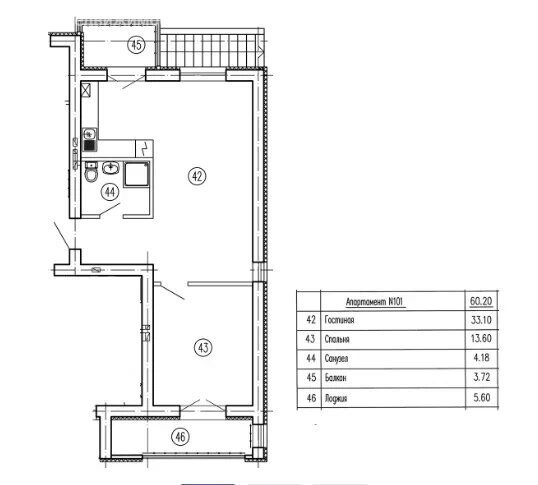 Варианты планировок Апартаменты «Пионерский маяк» - планировка 2