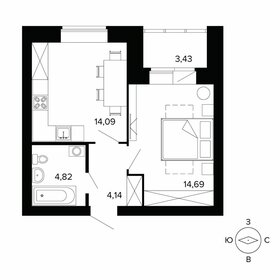 Квартира 41,2 м², 1-комнатная - изображение 1