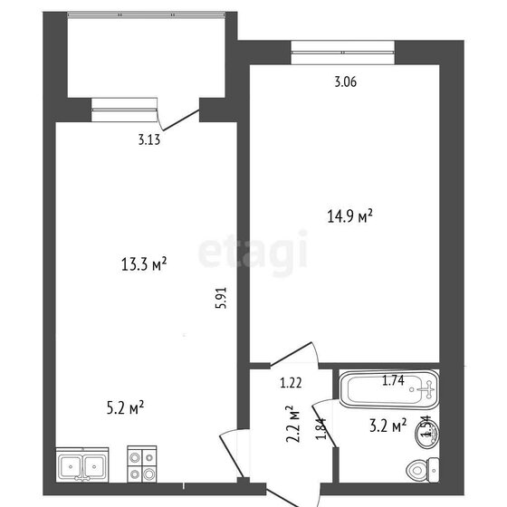 44,7 м², 1-комнатная квартира 6 555 000 ₽ - изображение 23