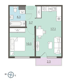 Квартира 36,4 м², 1-комнатная - изображение 2