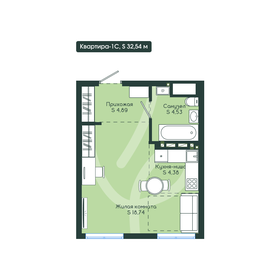 Квартира 32,5 м², 1-комнатная - изображение 2