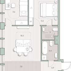 Квартира 58 м², 2-комнатная - изображение 2