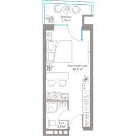 Квартира 29,4 м², студия - изображение 1