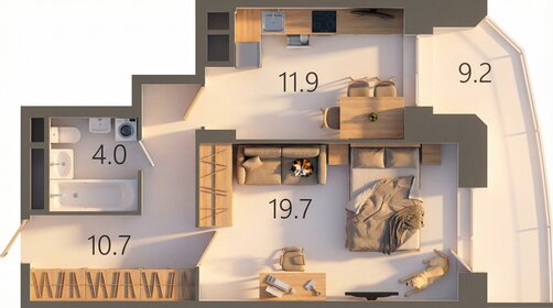 Квартира 49,1 м², 1-комнатная - изображение 1