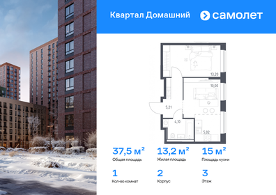 Квартира 37,5 м², 1-комнатная - изображение 1
