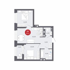 Квартира 54,1 м², 2-комнатная - изображение 1