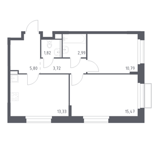 Квартира 53,9 м², 2-комнатная - изображение 1