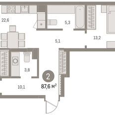 Квартира 87,6 м², 3-комнатная - изображение 2