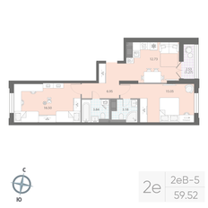 Квартира 59,5 м², 2-комнатная - изображение 2
