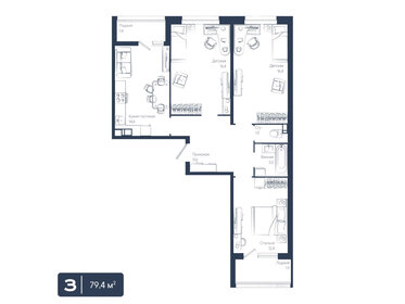 Квартира 79,4 м², 3-комнатная - изображение 1