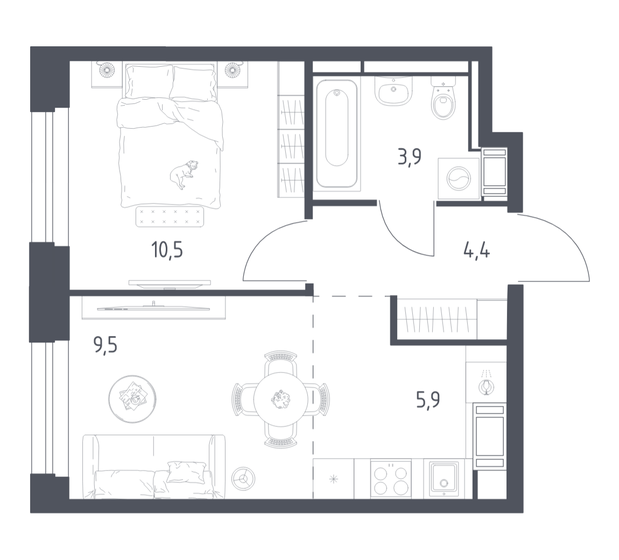 69 м², 1-комнатная квартира 12 372 650 ₽ - изображение 21