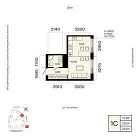 Квартира 28,5 м², 1-комнатная - изображение 1