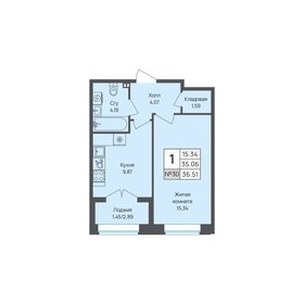 Квартира 36,5 м², 1-комнатная - изображение 1