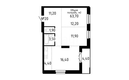 Квартира 62,8 м², 3-комнатная - изображение 1