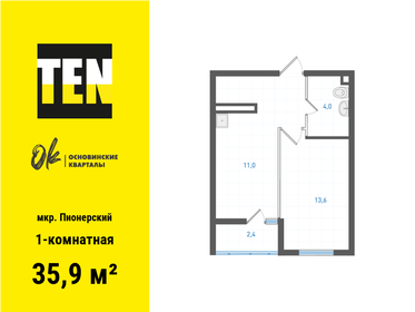 Квартира 35,9 м², 1-комнатная - изображение 1